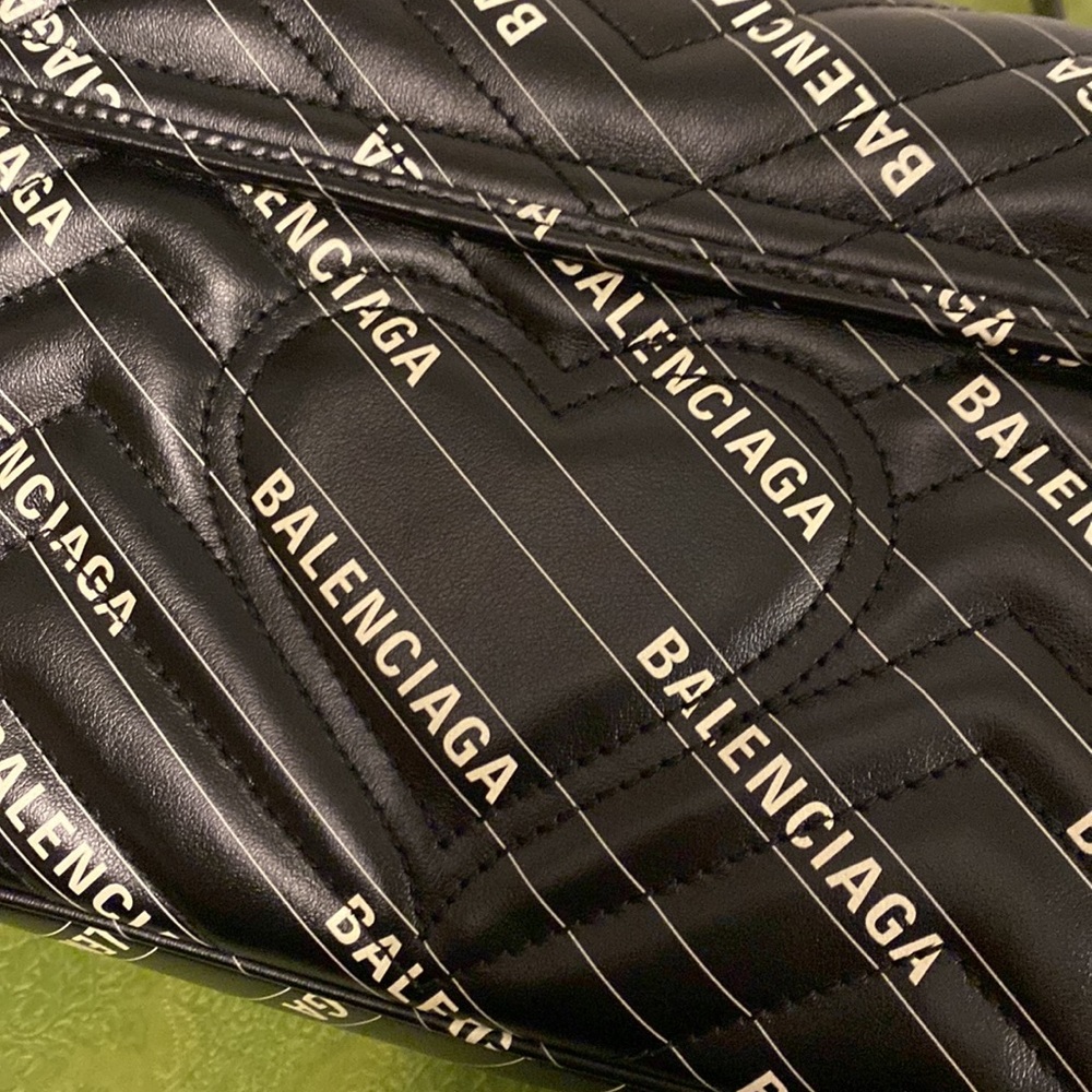 Gucci Hacker Project Limited Edition Balenciaga Print Leather Marmont GG Bag - Picture 10 of 15